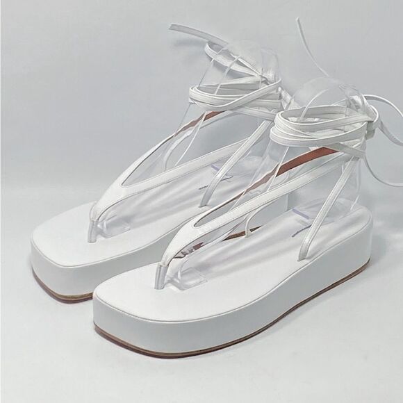 Amina Muaddi Jamie Platform Leather strappy Sandals size 38 - Picture 4 of 12